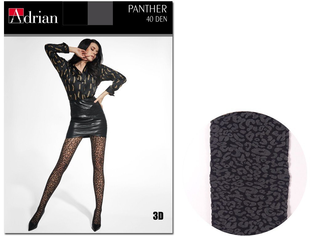 Rajstopy Damskie W Panterkę Panther 40Den Nero Grafit 3