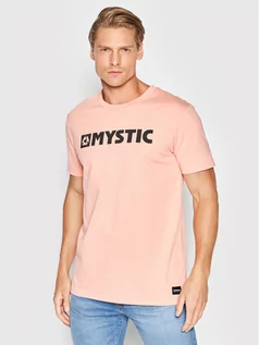 Koszulki sportowe męskie - T-Shirt Brand 35105.220329 Różowy Regular Fit - Mystic - grafika 1