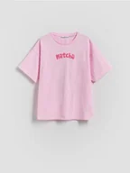 Koszulki dla dziewczynek - Reserved - T-shirt z nadrukiem na plecach - różowy - miniaturka - grafika 1