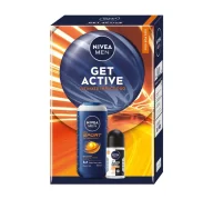 Zestawy kosmetyków męskich - NIVEA MEN Get Active świąteczny zestaw kosmetyków dla mężczyzn żel pod prysznic + antyperspirant roll-on - miniaturka - grafika 1