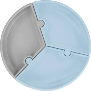 MINIKOIOI MINIKOIOI stay-put suction divided plate PUZZLE, Mineral Blue/Powder Grey, 101390003 - Miseczki i talerzyki dla dzieci - miniaturka - grafika 1