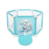 Suche baseny - Selonis Sześciokąt składany KS-100X z piłeczkami 6cm miętowy: perła-szary-transparent-babyblue-mięta 63x64/900piłek - miniaturka - grafika 1