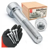 Śruby i nakrętki - Śruba imbusowa M6x50 z łbem walcowym DIN912 kl. 8.8 ampulowa ocynk 20szt - miniaturka - grafika 1