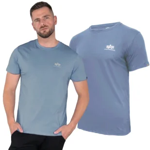Koszulka Alpha Industries Small Logo Basic 188505 134 - Szaro-Niebieska - Odzież taktyczna i umundurowanie - miniaturka - grafika 1