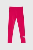 Spodnie i spodenki dla dziewczynek - Puma legginsy dziecięce ESS Logo Leggings G kolor różowy z nadrukiem - miniaturka - grafika 1