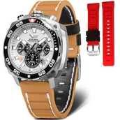 Zegarki męskie - Zegarek Vostok Europe Systema Periodicum Oxygen brązowy czerwony VK67-650A722 - miniaturka - grafika 1