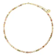 Naszyjniki - Subtelny naszyjnik damski choker z różowymi opalami pozłacany ze stali szlachetnej - Manoki - miniaturka - grafika 1