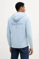 Bluzy męskie - Pepe Jeans bluza bawełniana męska kolor niebieski z kapturem z nadrukiem PM582916 - miniaturka - grafika 1