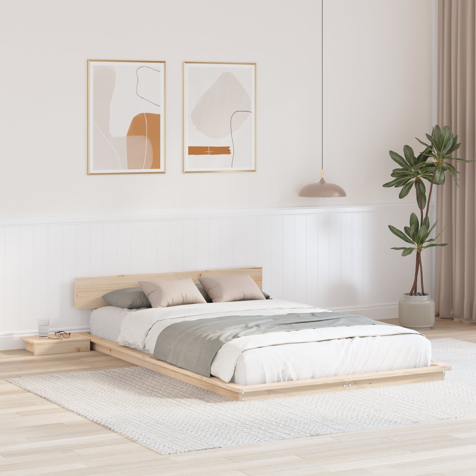 vidaXL Platformowe Łóżko z Nocnymi Stolikami 120x200cm z Litych Drewna
