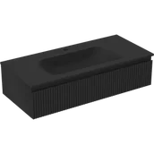 Szafki łazienkowe - Mexen Rivel szafka łazienkowa 100 cm z umywalką Vela, 1 szuflada, ryflowana , czarna mat - 91A20-10023-1-BF71-W23M71 - miniaturka - grafika 1