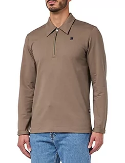 Koszulki męskie - G-STAR RAW Męska koszulka polo z zamkiem błyskawicznym Regular Tweeter, brązowy (Deep Walnut D23170-d136-b743), L - grafika 1