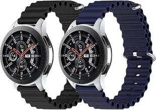 2x PASEK DO ZEGARKA NIEBIESKI CZARNY SILIKON Samsung/HUAWEI Watch 22mm - Akcesoria do smartwatchy - miniaturka - grafika 1