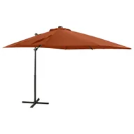 Parasole ogrodowe - Parasol wiszący z lampkami LED i słupkiem, terakota, 250 cm - miniaturka - grafika 1