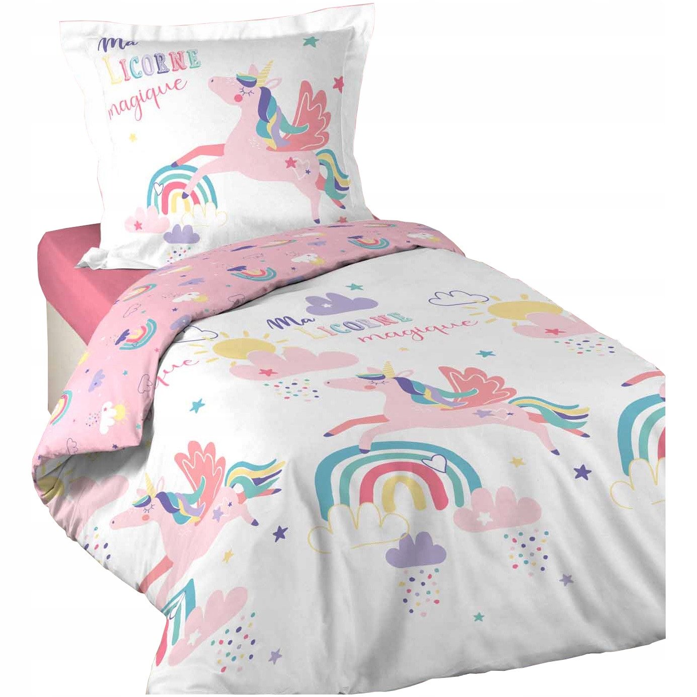 Pościel Dla Dzieci Dziewczynki Dziecięca 140x200 Bawełna Licorne Magique