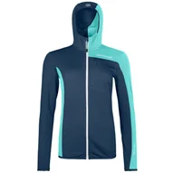 Bluzy sportowe damskie - Bluza damska Ortovox Fleece Light Grid Hooded Jkt W Rozmiar: M / Kolor: niebieski - miniaturka - grafika 1