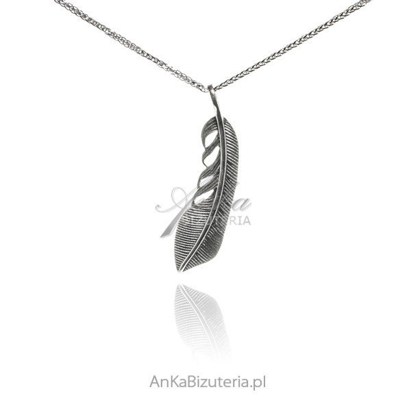 ankabizuteria.pl Srebrna zawieszka PIÓRKO oksydowane