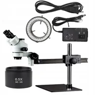 Mikroskopy i lupy - MIKROSKOP TRINOKULAROWY WYSIĘGNIK KĄTOWY 7-45 STOPNI ZESTAW AKCESORIA - miniaturka - grafika 1