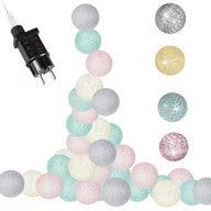 Oświetlenie świąteczne - Cotton balls 30 led lampki dekoracyjne, girlanda na prąd turkusowo-różowe CL0154 - miniaturka - grafika 1