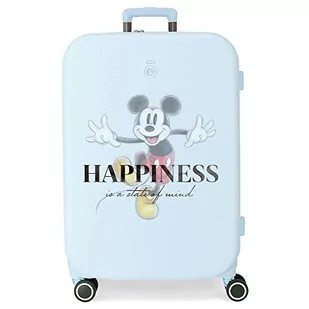 Disney Mickey Happiness Walizka Średniej walizki 48x70x28 cms Twarde mocowanie ABS Wbudowany 79l 4,32 kg 4 Koła Podwójny, niebieski, Maleta mediana, średnia walizka - Walizki - miniaturka - grafika 1