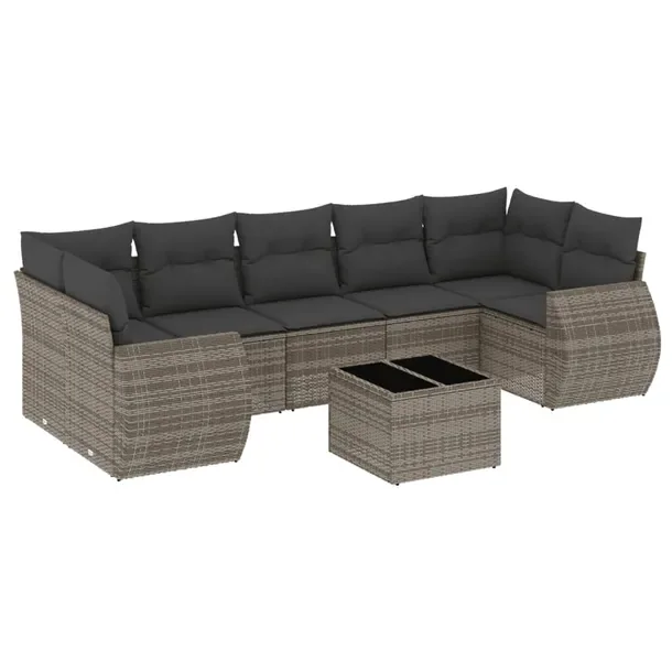 Modułowy zestaw mebli ogrodowych szary z rattanem PE, stół 55x55x37 cm