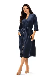 Szlafrok damksi Lena granatowy XXL/3XL - Szlafroki damskie - miniaturka - grafika 1