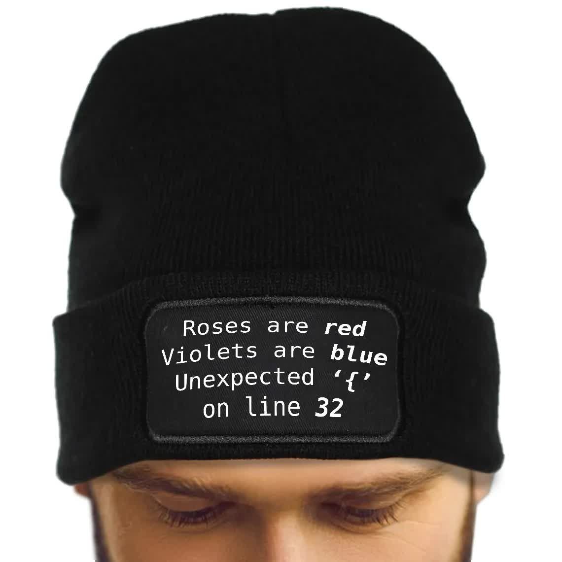 Czapka Zimowa UNEXPECTED ERROR Dla Programisty Informatyka Wzory Czarna