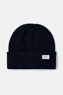 Pepe Jeans czapka z domieszką wełny YELA HAT kolor granatowy z cienkiej dzianiny PL040360 - Czapki damskie - miniaturka - grafika 1