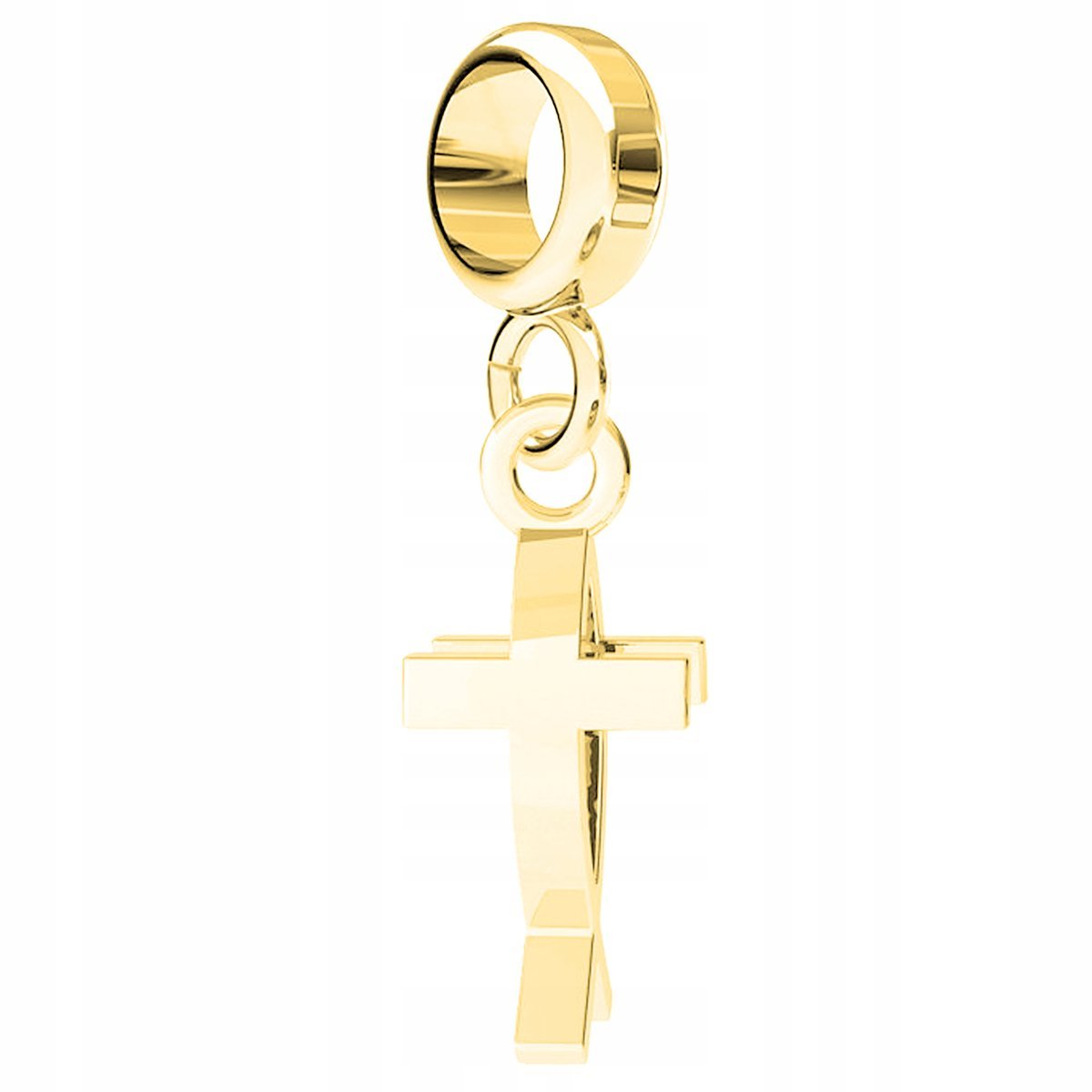 Charms Złoty z Krzyżem Cross Fish Ryba Rybka Krzyż Krzyżyk SREBRO 925