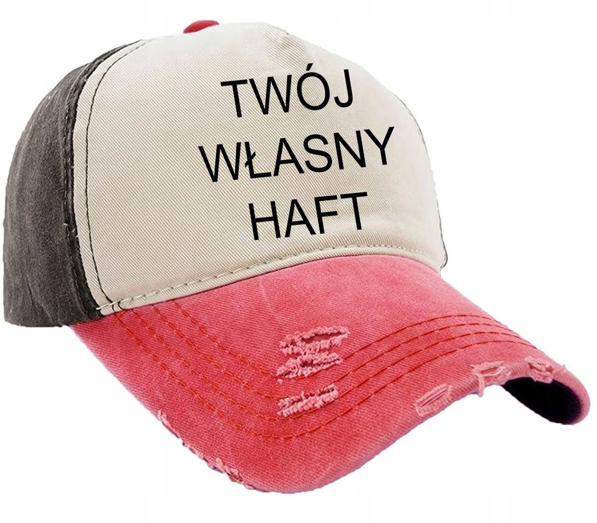 CZAPKA BEJSBOLÓWKA VINTAGE RETRO JEANS TWÓJ HAFT LOGO NAPISEM NADRUKIEM
