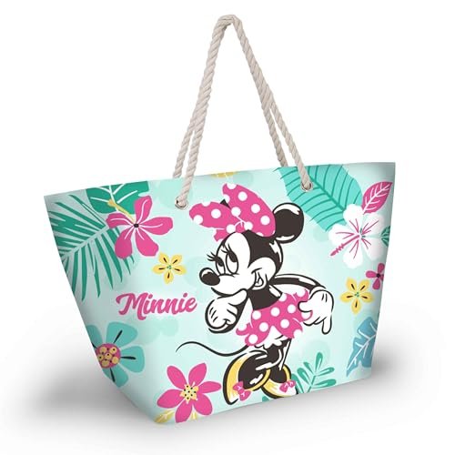 Disney Myszka Minnie Tropic-Soleil torba plażowa, zielona, 52 x 37 cm, Zielona Myszka Minnie, Jeden rozmiar, Torba plażowa Soleil