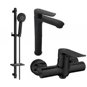 Baterie umywalkowe - Mexen Pecos DQ40 zestaw prysznicowy, czarny - miniaturka - grafika 1