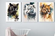 Plakaty - Zestaw 3 plakatów do pokoju dziecięcego dzikie koty mp075 - miniaturka - grafika 1