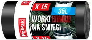 PolPak Worki na śmieci 35 L czarne 15 szt. - Worki na śmieci - miniaturka - grafika 1