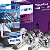 Żarówki samochodowe - Żarówki H4 Philips Vision Plus 60 12V 60/55W + W5W White Vision Ultra - miniaturka - grafika 1