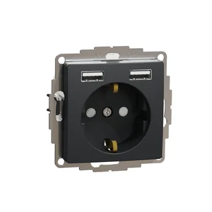Schneider schuko USB A+A SEDNA Design & Elements antracyt - Gniazdka elektryczne - miniaturka - grafika 1
