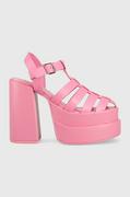 Sandały damskie - Steve Madden sandały skórzane Carlita kolor różowy SM11002385 - miniaturka - grafika 1