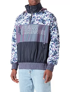 Kurtki męskie - Armani Exchange Męska kurtka z nadrukiem na całej powierzchni, Maxi Extended Front Logo, Purple Cosmo, Extra Small - grafika 1