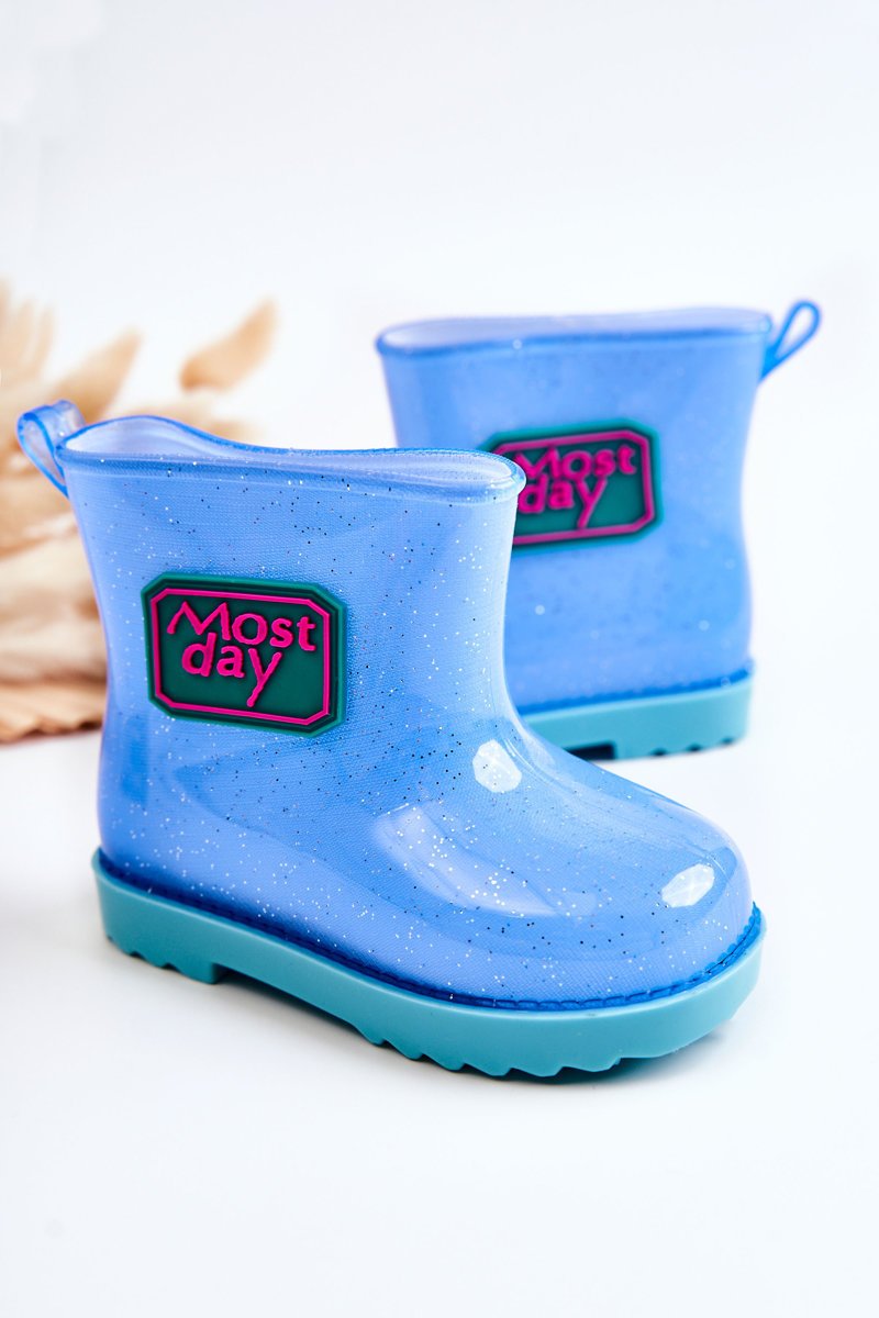 Dziecięce Brokatowe Kalosze Niebieskie Rain-27