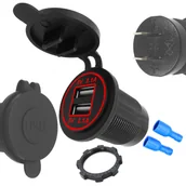 Ładowarki samochodowe - ŁADOWARKA MONTAŻOWA SAMOCHODOWA USB 12V-24V 4.2A RING czerwony LED - miniaturka - grafika 1