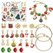 Ozdoby bożonarodzeniowe - KALENDARZ ADWENTOWY BRANSOLETKA BIŻUTERIA CHARMS ZAWIESZKI 24SZT DIY ZŁOTY [SE-KAL2] - miniaturka - grafika 1