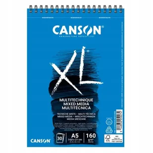 Blok szkicowy Mixed Media Canson XL na spirali - A5, 160 g, 30 ark - Szkolne artykuły papiernicze - miniaturka - grafika 1