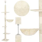 Drapaki dla kotów - Słupek do drapania dla kota sufitowy sizal drapak 245 - 260 cm kremowy - miniaturka - grafika 1