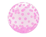 Baby shower i roczek - Godan Balon kryształowy z nadrukiem różowego konfetti  - 45 cm - 1 szt. KR-18RG - miniaturka - grafika 1