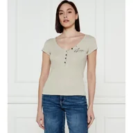 Koszulki i topy damskie - GUESS T-shirt HENLEY OLYMPIA Slim Fit - miniaturka - grafika 1