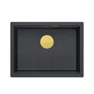 Zlewozmywaki - JOSH 110 GraniteQ zlewozmywak black diamond 59,5x45,1x21,5 cm 1-komorowy podwieszany z syfonem manualnym złoty - miniaturka - grafika 1