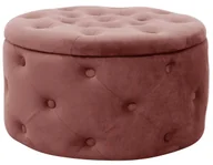 Pufy i podnóżki - Pikowana pufa do salonu brudny róż - Lulu - miniaturka - grafika 1