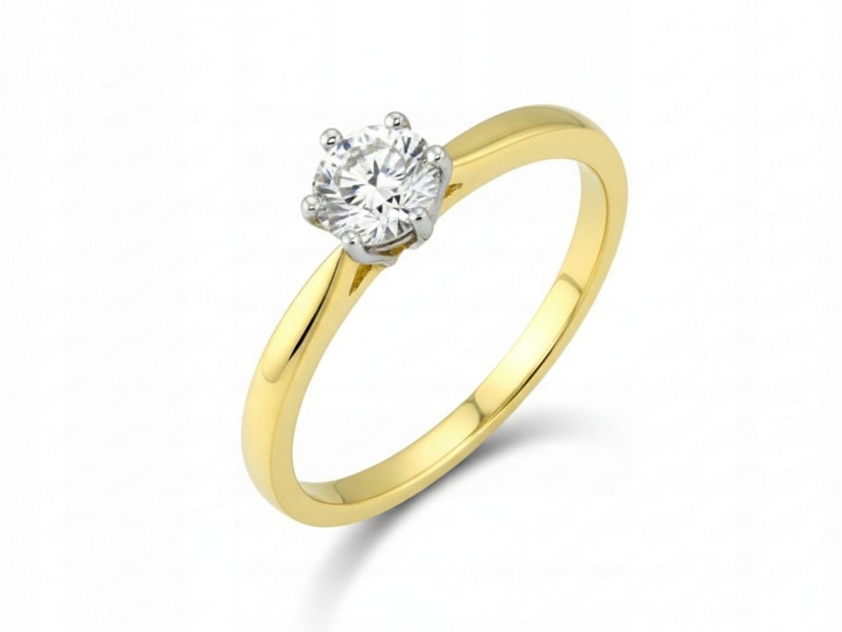 Złoty damski pierścionek 375 z kryształkami elegancki design 9kt na prezent