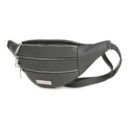 Nerki - Szara saszetka nerka damska 3 suwaki Beltimore skóra naturalna F23 szary, srebrny - miniaturka - grafika 1