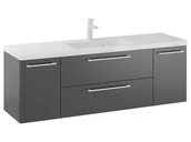 Szafki łazienkowe - Szafka Wisząca Z Umywalką RON 140 cm D - Titan Mat - Uchwyty Białe Matowe - miniaturka - grafika 1