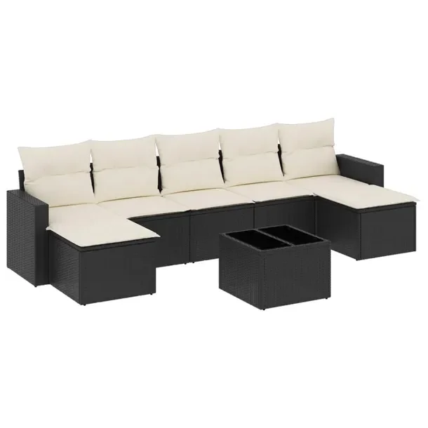 Zestaw mebli ogrodowych z rattanem PE, czarny, wymiary: 65,5 x 62 x 69 cm